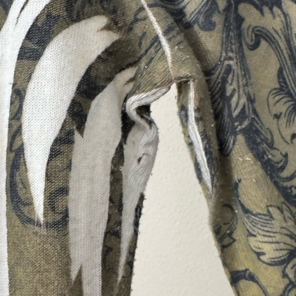 Vintage Cache Knit Baroque Print Top M Gold Black Long Sleeve Stretch - Picture 10 of 11